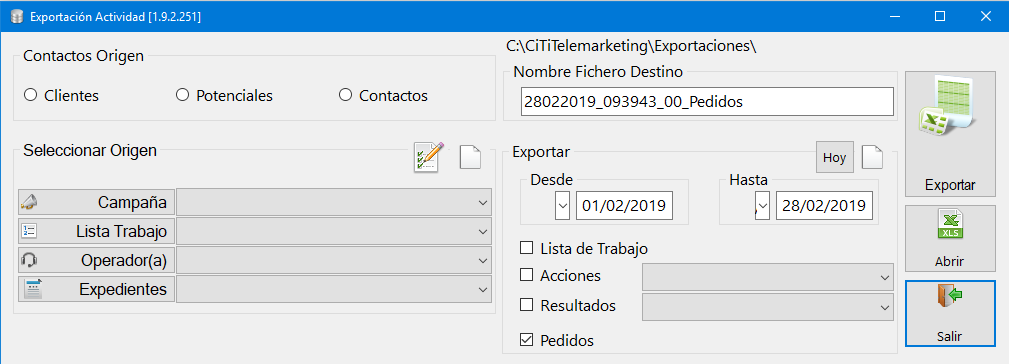 Abrir Excel de pedidos