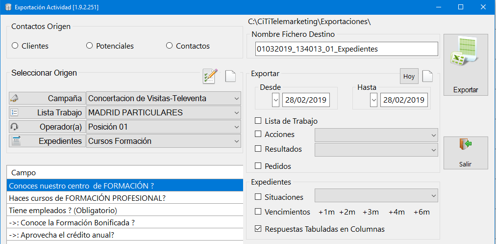 Filtros respuestas tabuladas